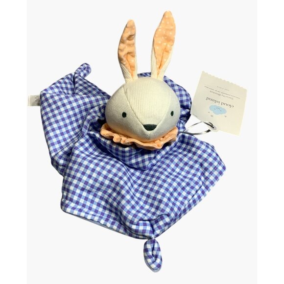 Cloud Island Bunny Rabbit Lovey Security Blanket Blue White Checkered Easter - Picture 5 of 6